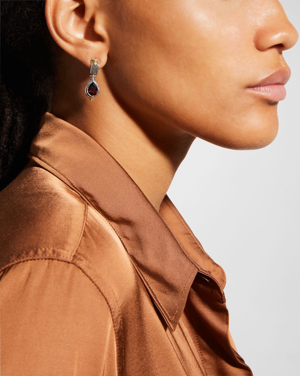 Konstantino Two-Tone Rhodalite Pendulum Earrings