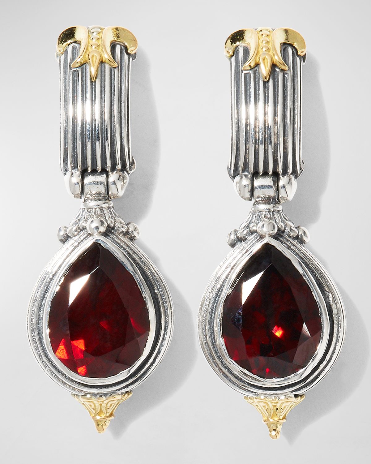 Konstantino Two-Tone Rhodalite Pendulum Earrings