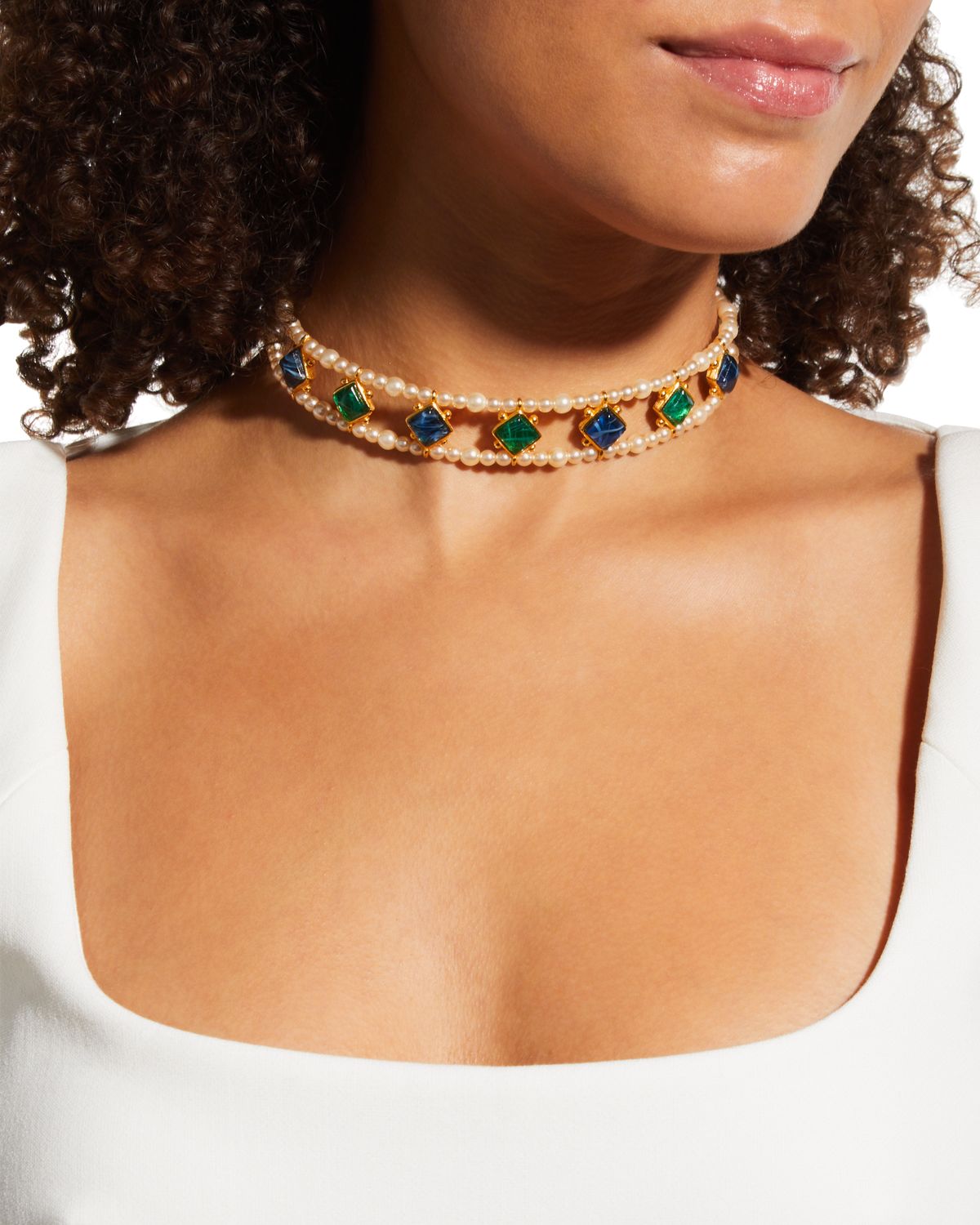 Ben-Amun Stone and Pearly Choker Necklace