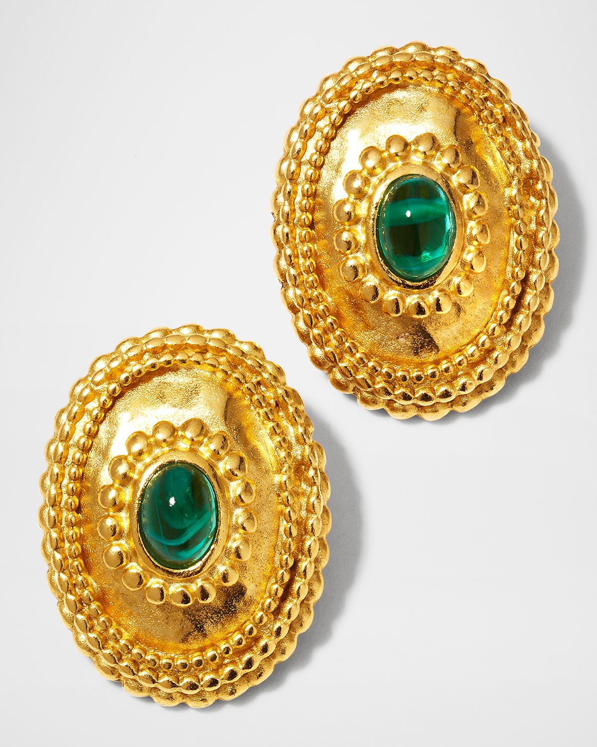Ben-Amun Emerald Glass Clip-On Earrings