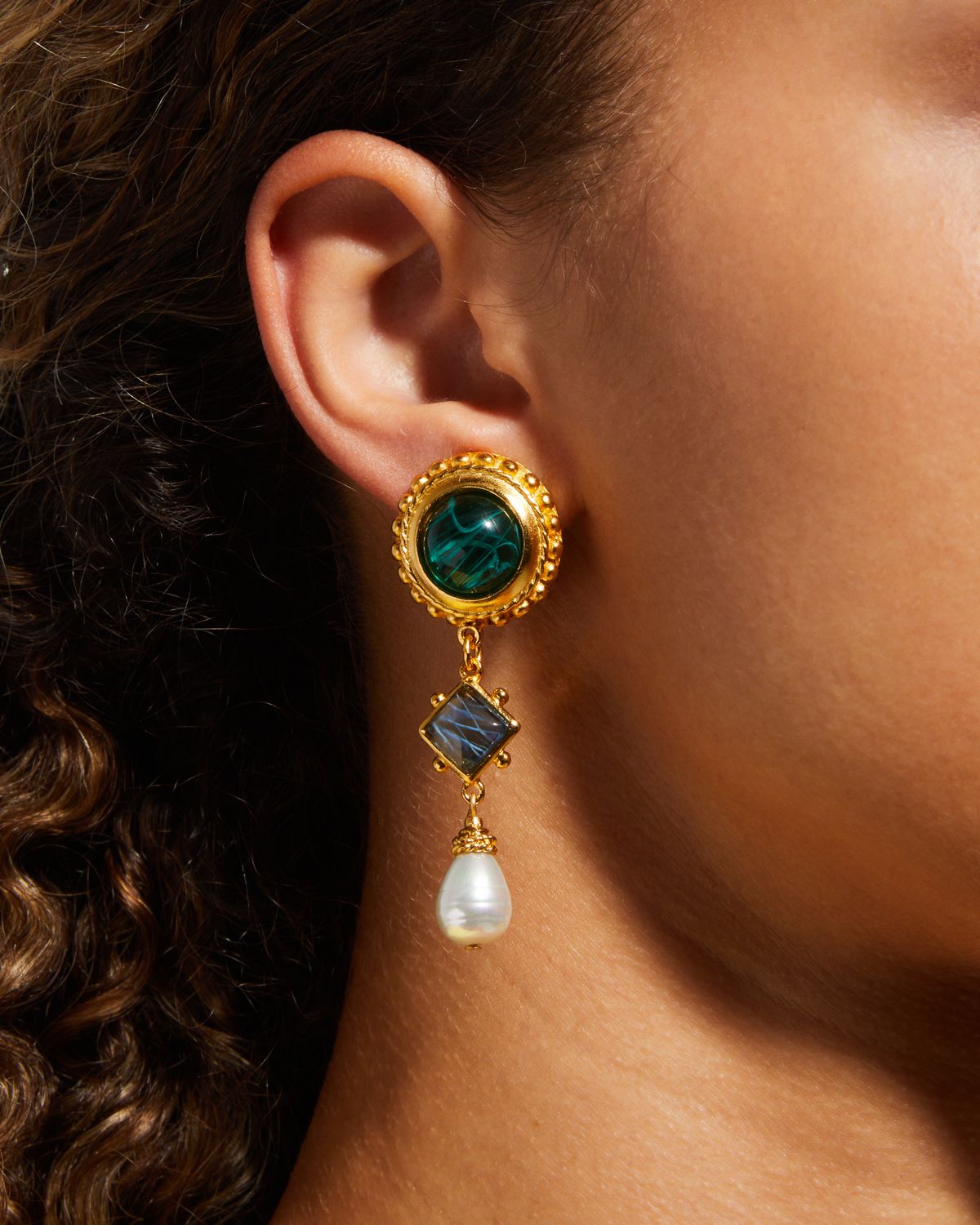 Ben-Amun Multi Stone Clip-On Earrings