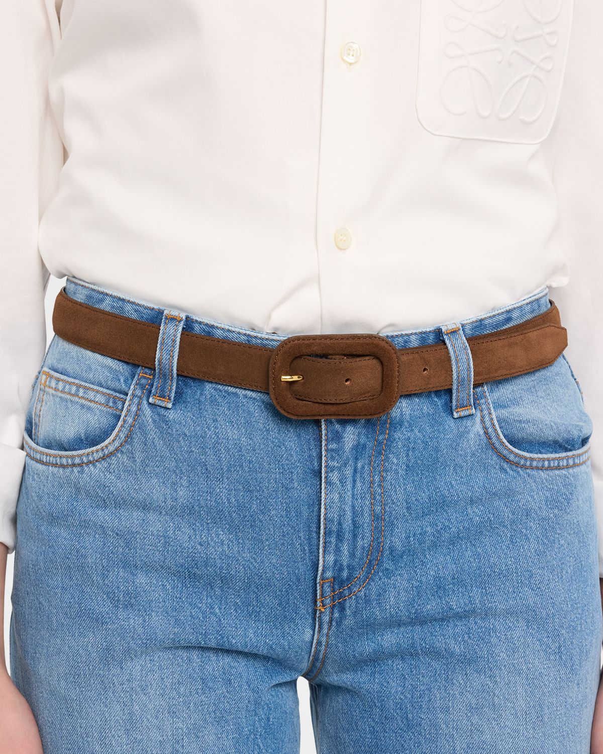 Toteme Wide Buckle Suede Belt