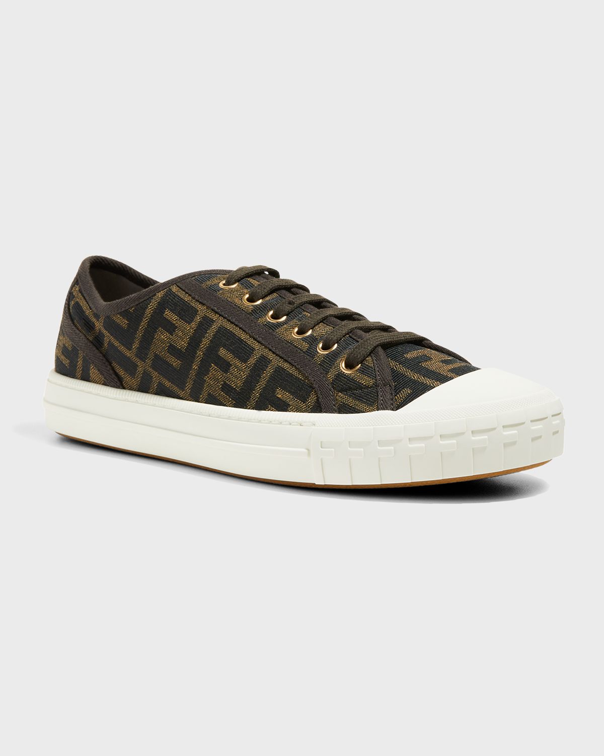 Fendi Men 's Domino New Summery Canvas Monogram Low Top Sneakers