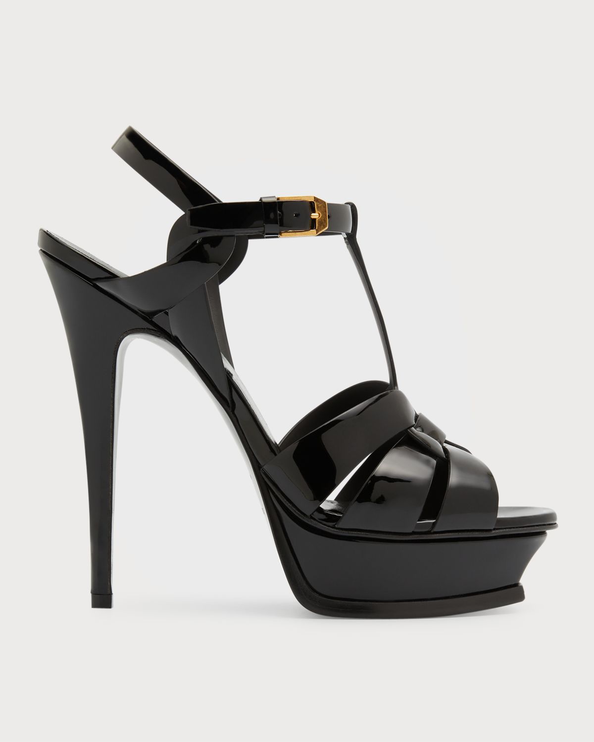 Saint Laurent Tribute Patent T-Strap Platform Sandals | Thumbnail 9
