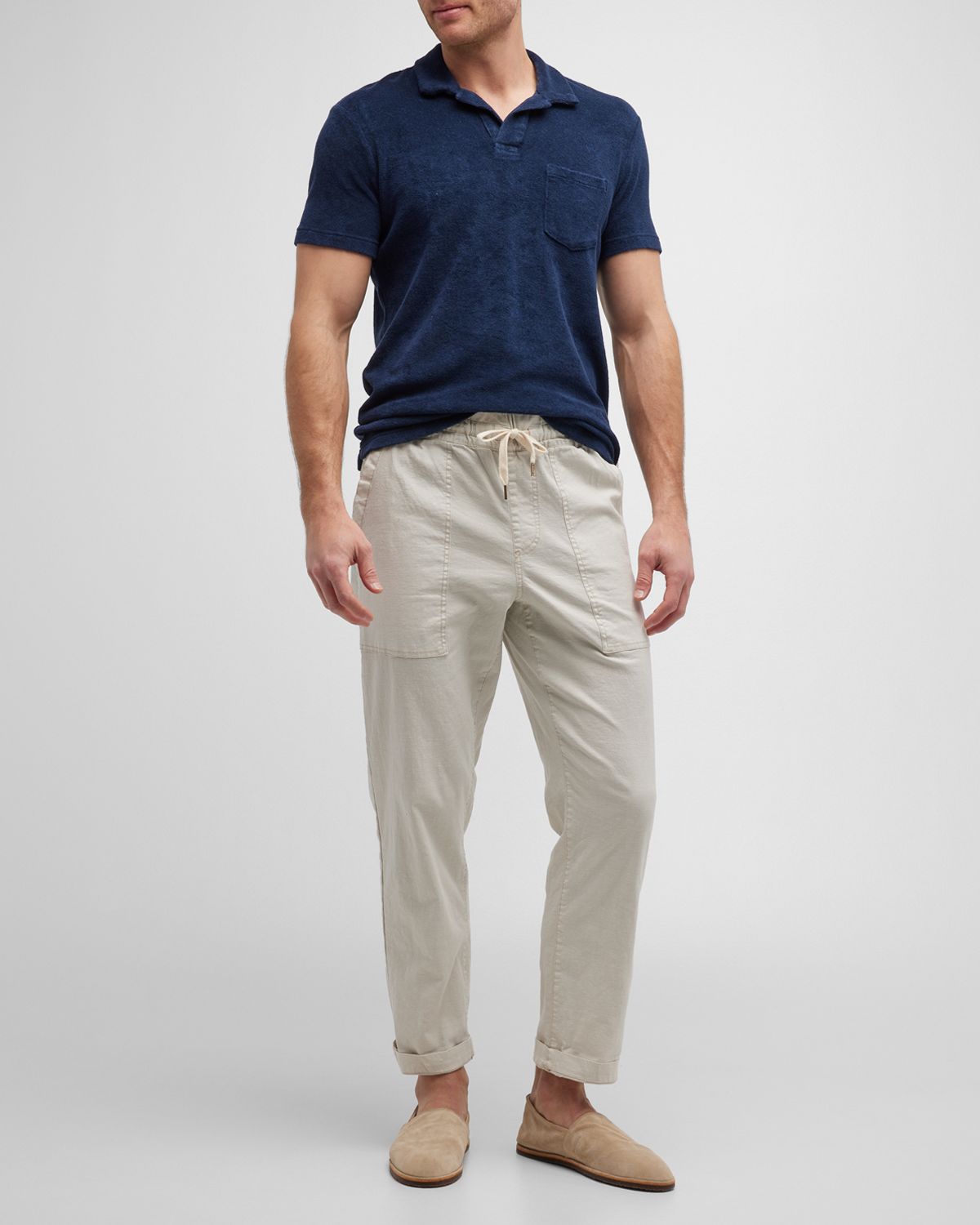 Orlebar Brown Men 's Cotton Terry Polo Shirt