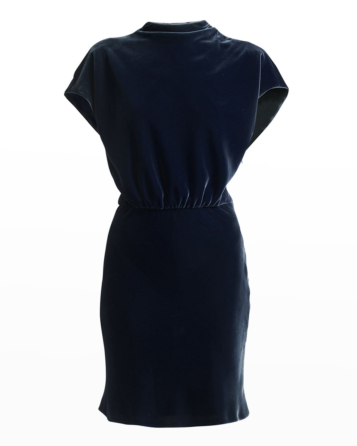 Giorgio Armani Draped Cap-Sleeve Velvet Dress