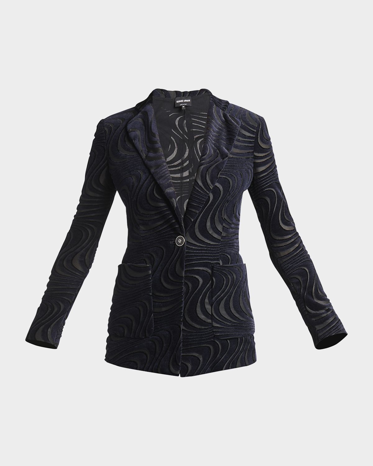Giorgio Armani Swirl Jacquard Jersey Single-Breasted Blazer Jacket