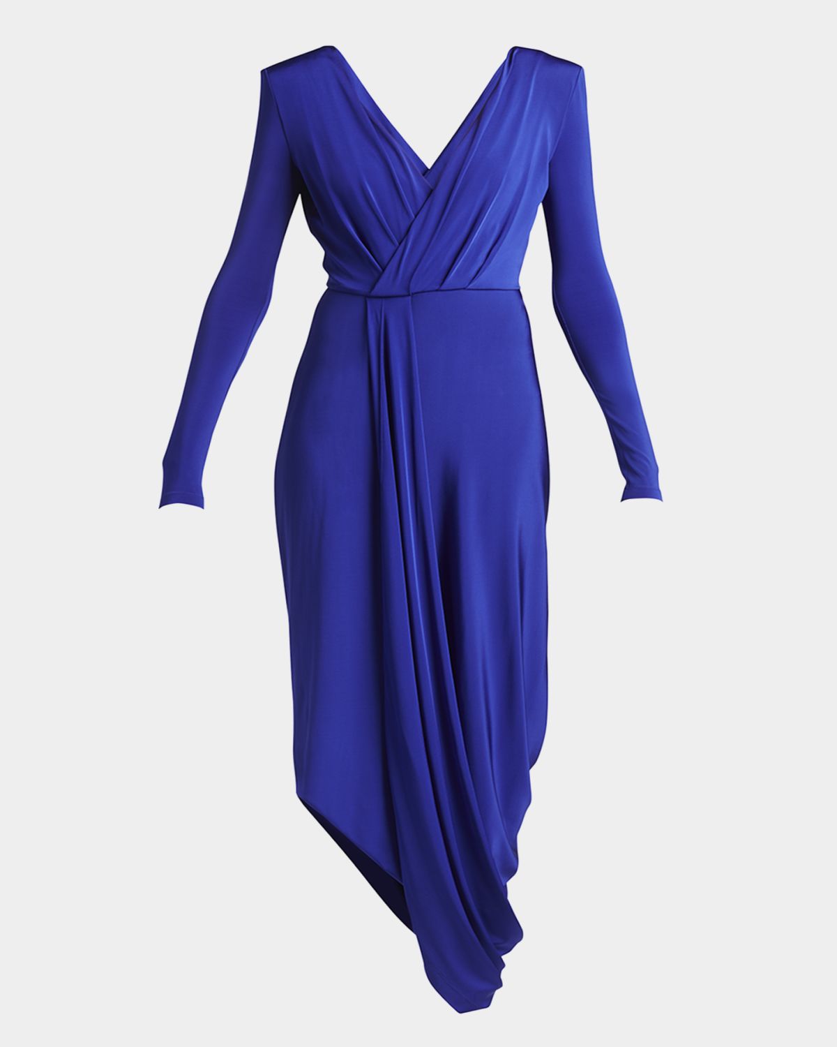 Giorgio Armani V-Neck Draped Jersey Maxi Dress