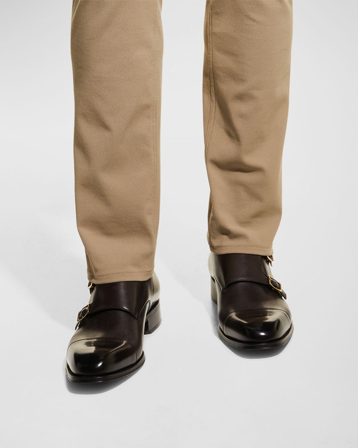 TOM FORD Men 's Claydon Leather Double Monk Strap Loafers