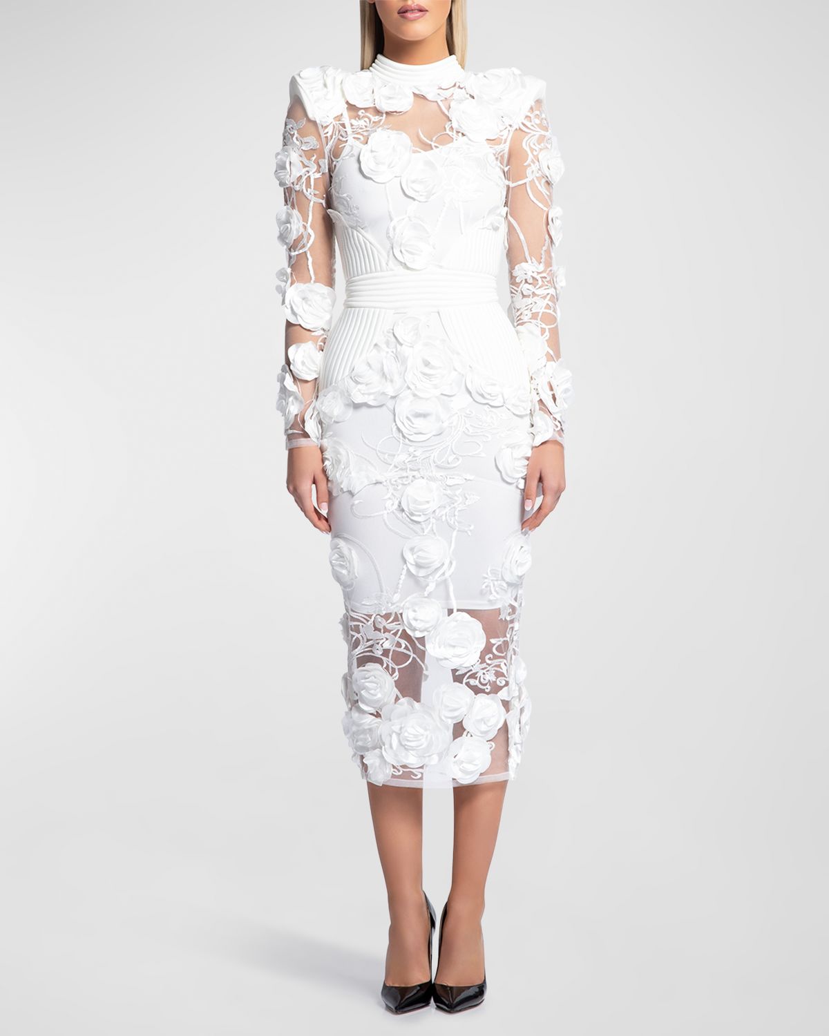 ZHIVAGO The Vendetta Floral Mesh Midi Dress