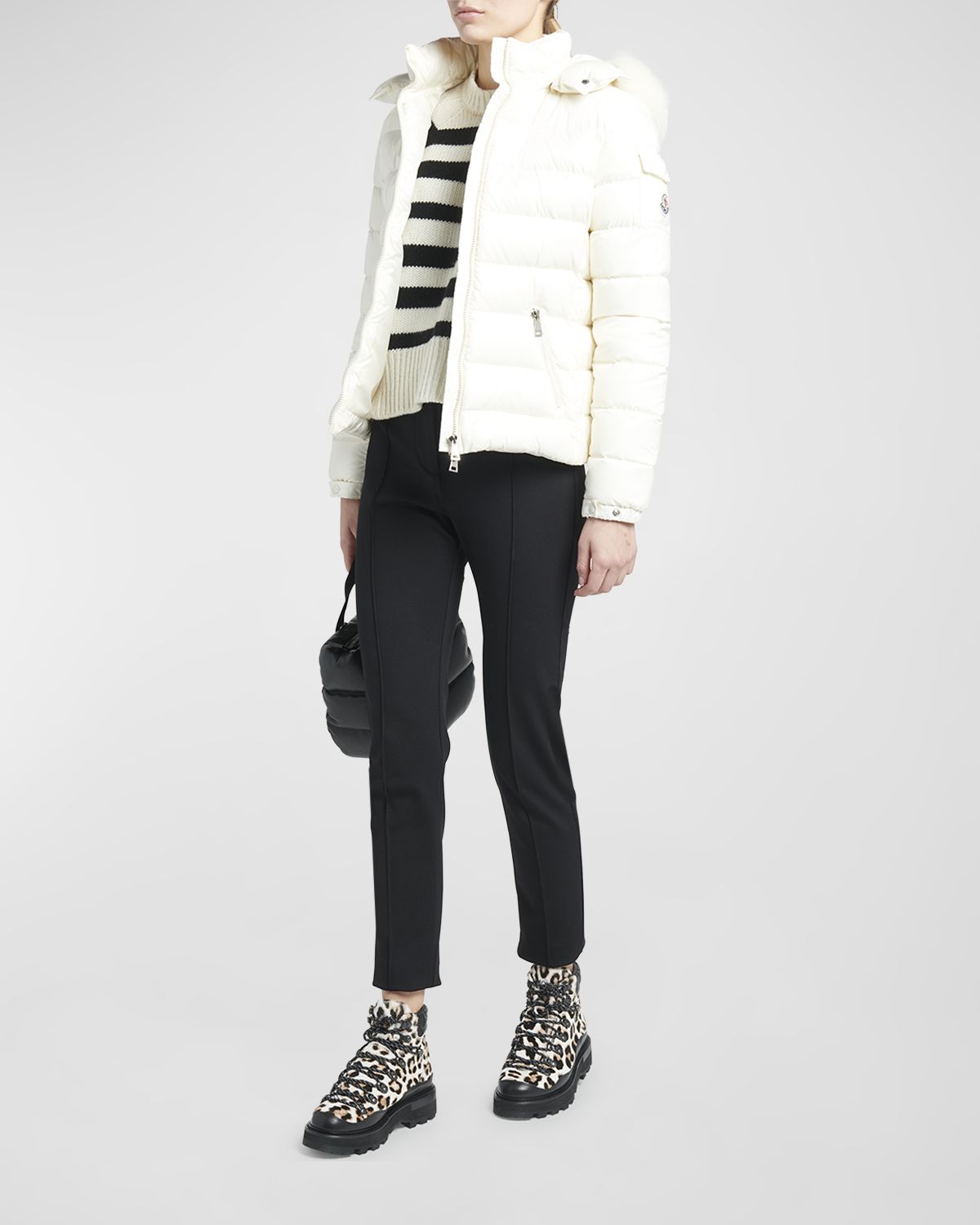 Moncler Badyf Faux Fur-Trimmed Hooded Short Down Jacket