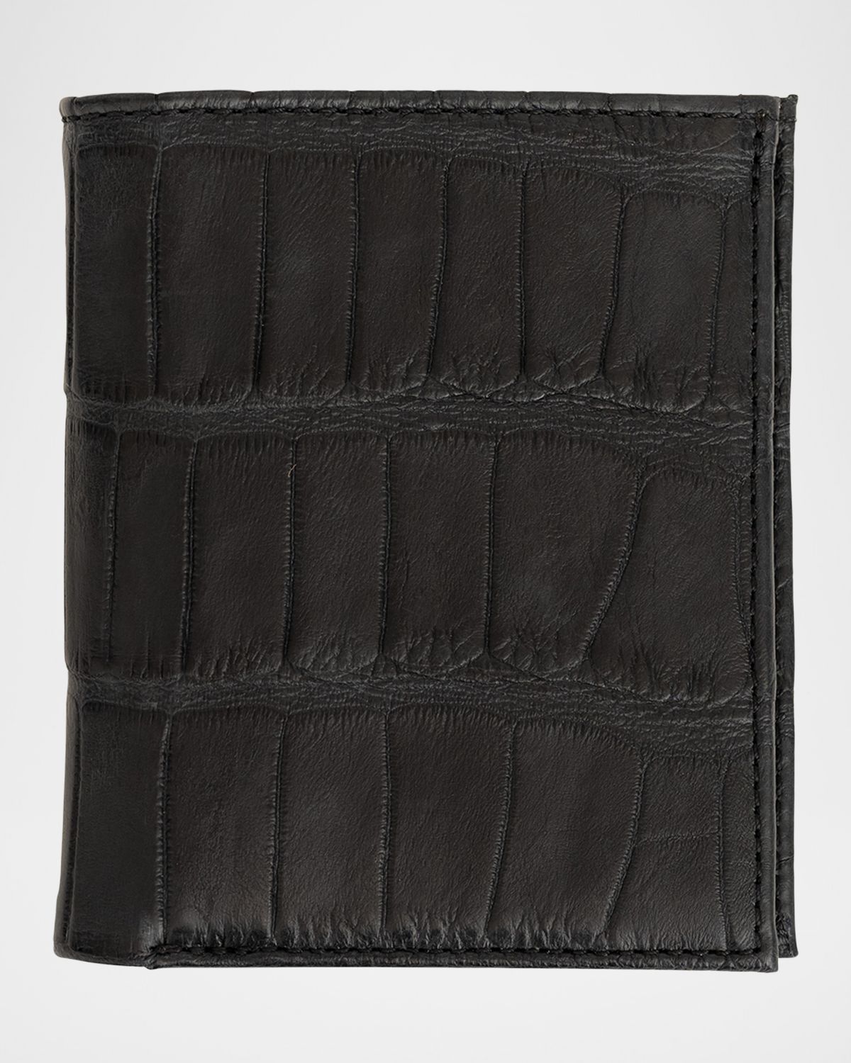Abas Men 's Matte Alligator Leather Bifold Wallet w/ ID Window