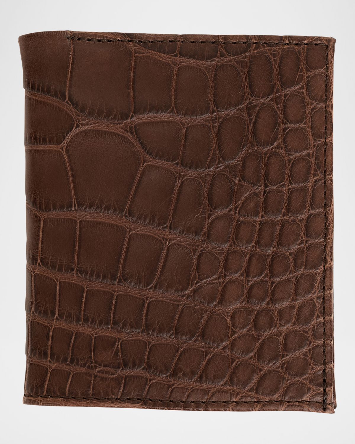 Abas Men 's Matte Alligator Leather Bifold Wallet w/ ID Window