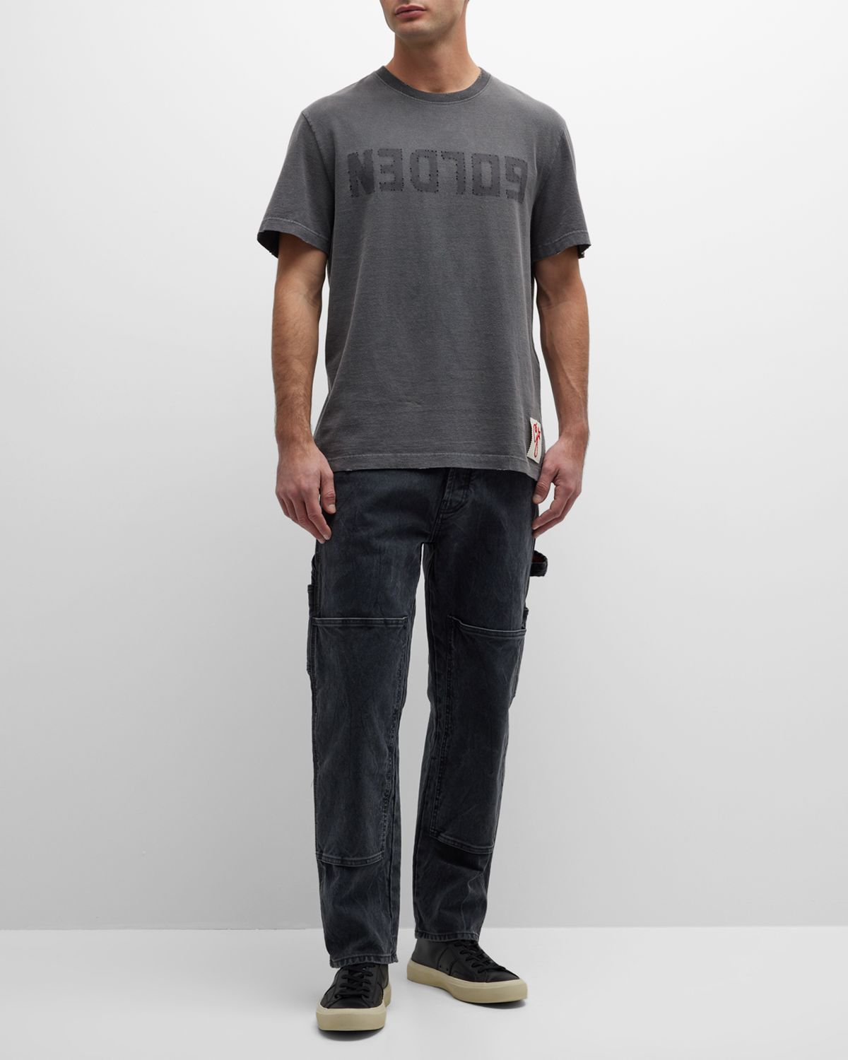 Golden Goose Men 's Reverse Logo Distressed T-Shirt