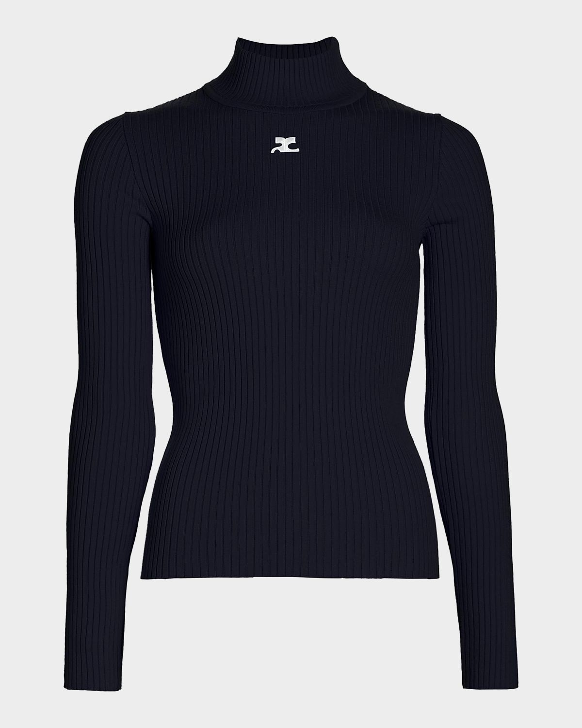 Courreges Turtleneck Long-Sleeve Rib Sweater