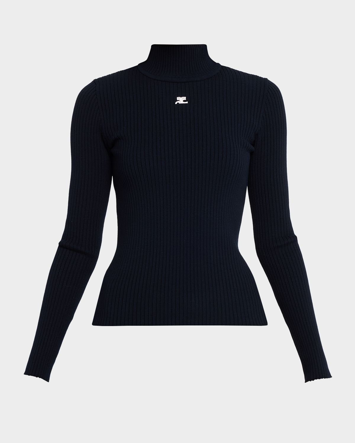 Courreges Turtleneck Long-Sleeve Rib Sweater