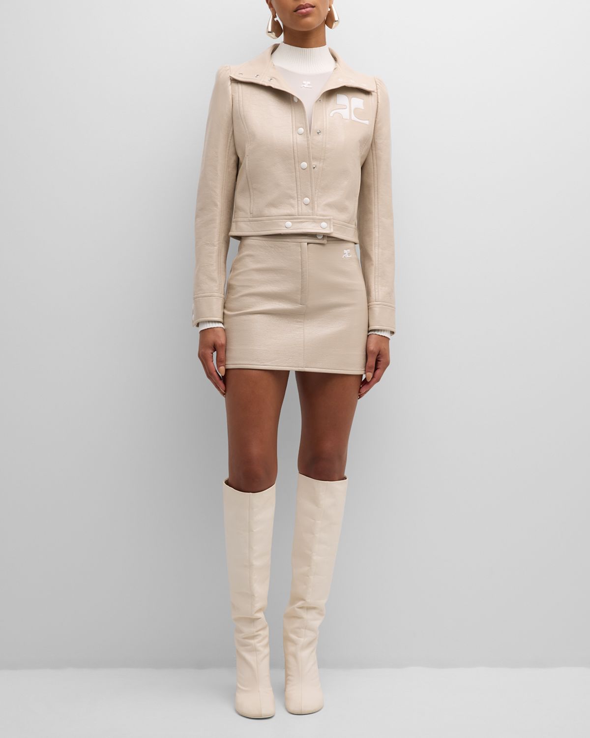 Courreges Textured Vinyl Crop Jacket