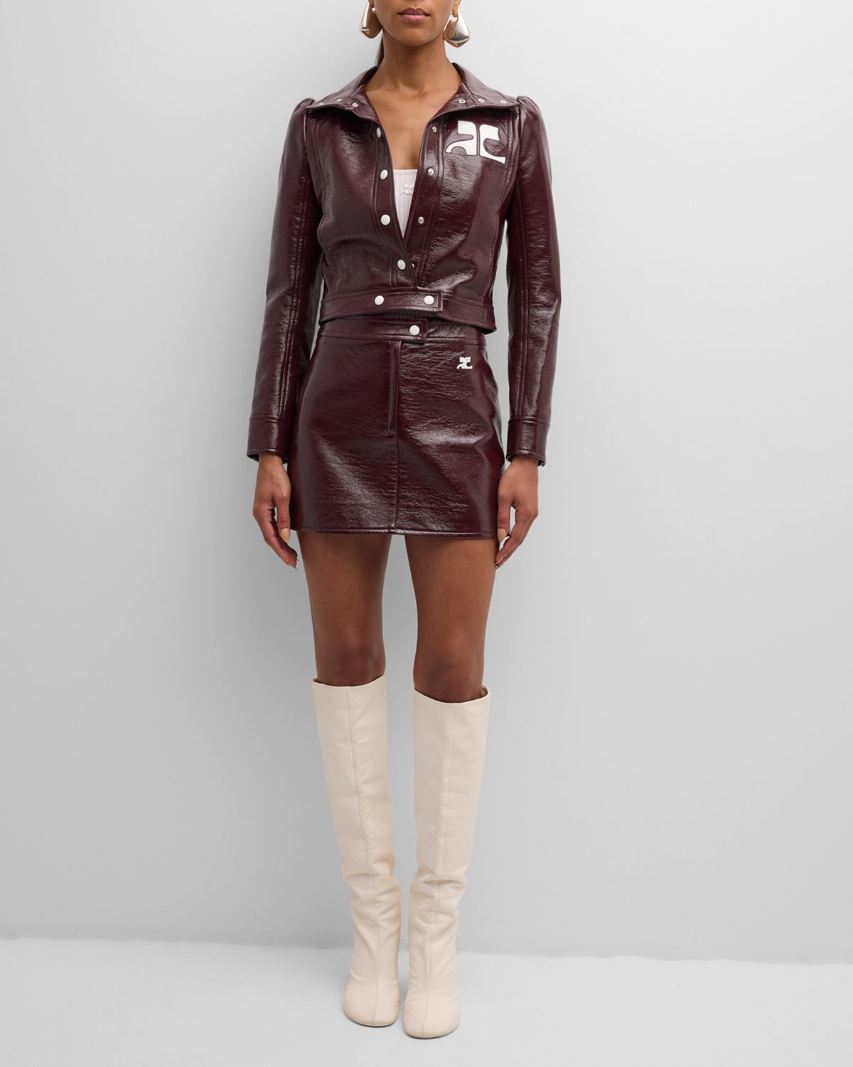 Courreges Textured Vinyl Crop Jacket - Women's Clothing