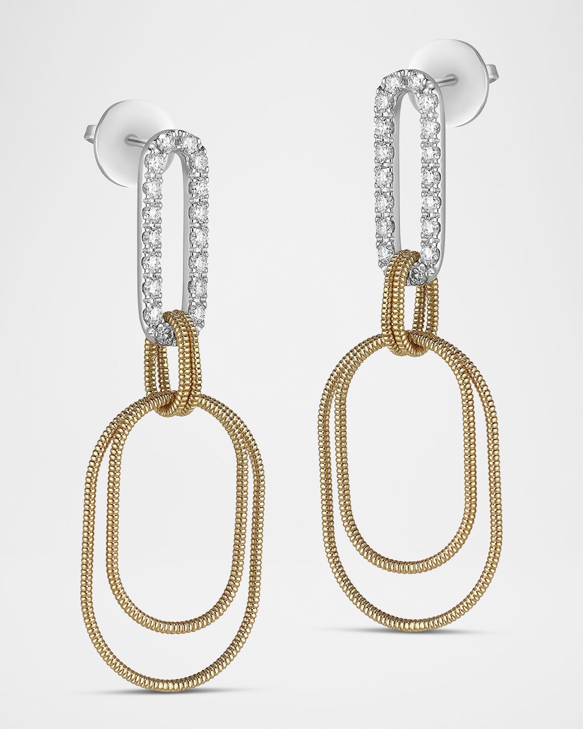 Miseno Sabbia D 'Oro Earrings in 18K Rose Gold and White Gold with White Diamonds