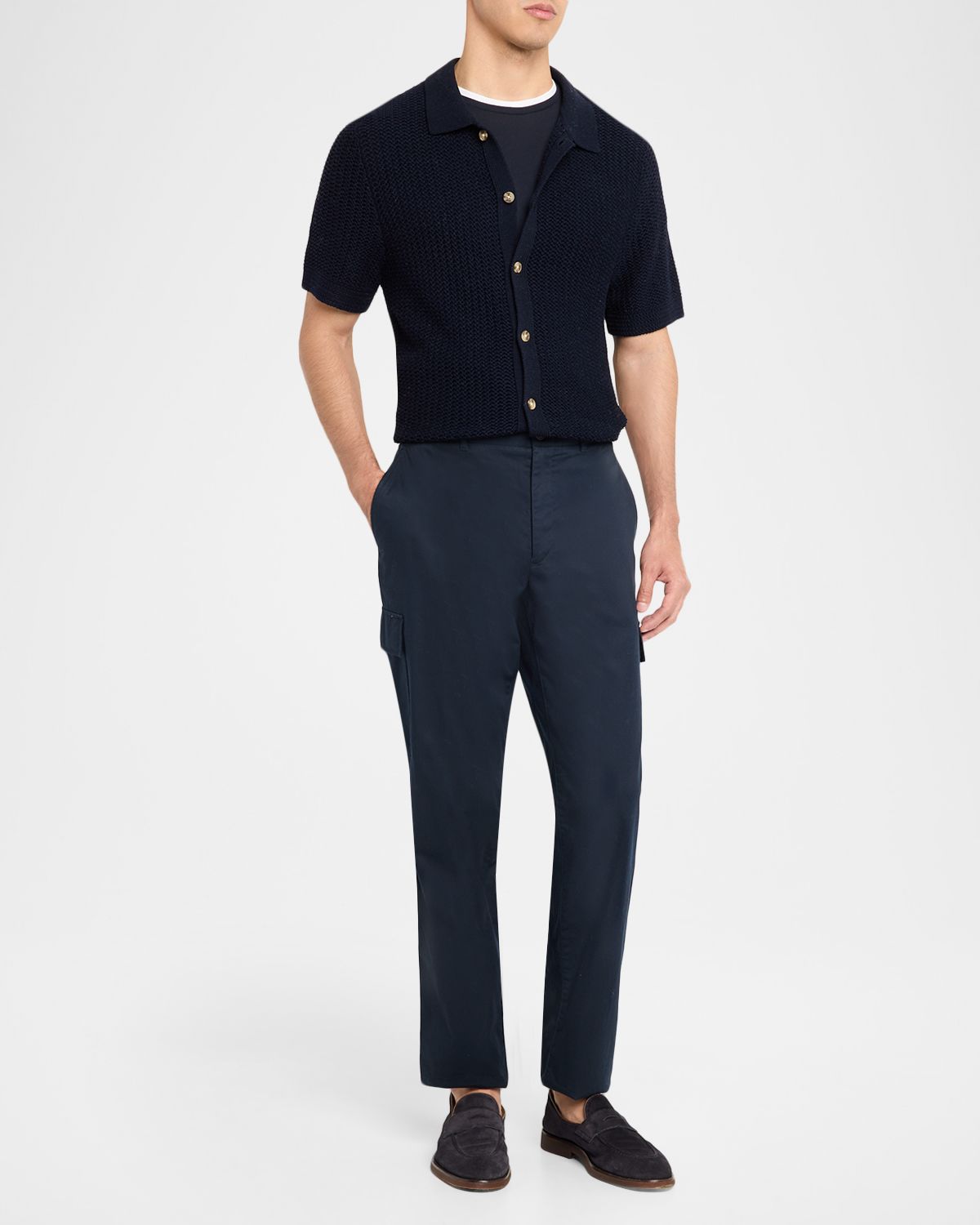 Vince Men 's Crochet Button-Down Shirt