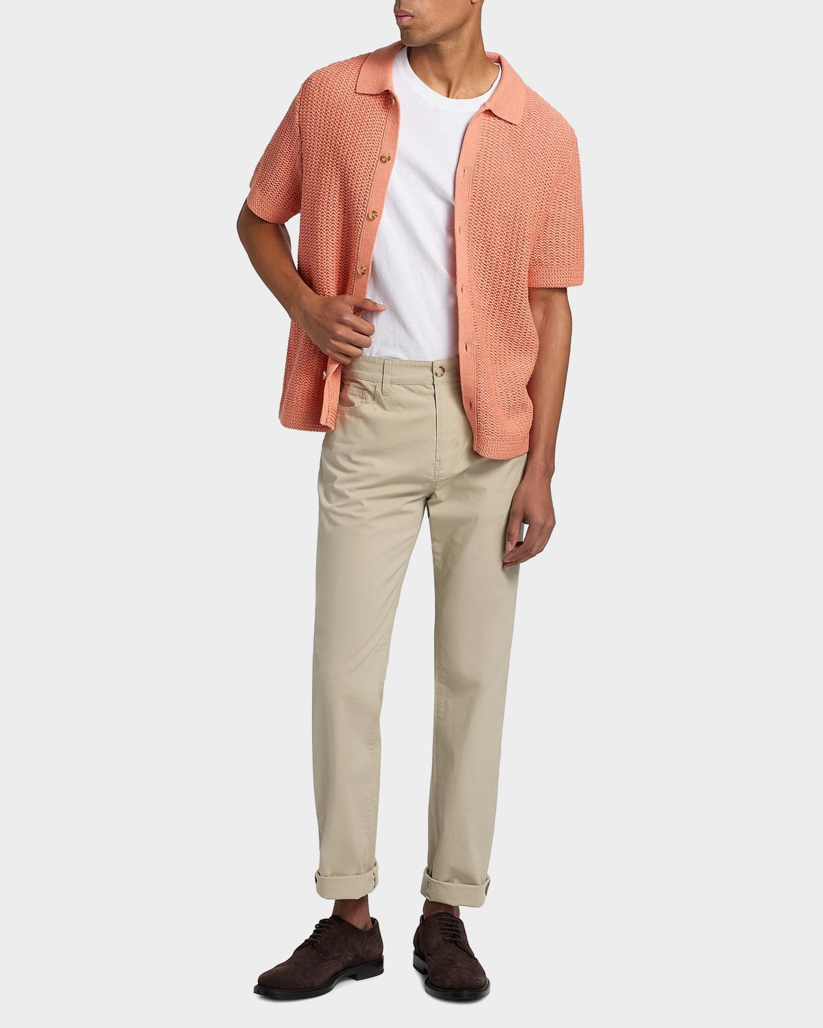 Vince Men 's Crochet Button-Down Shirt