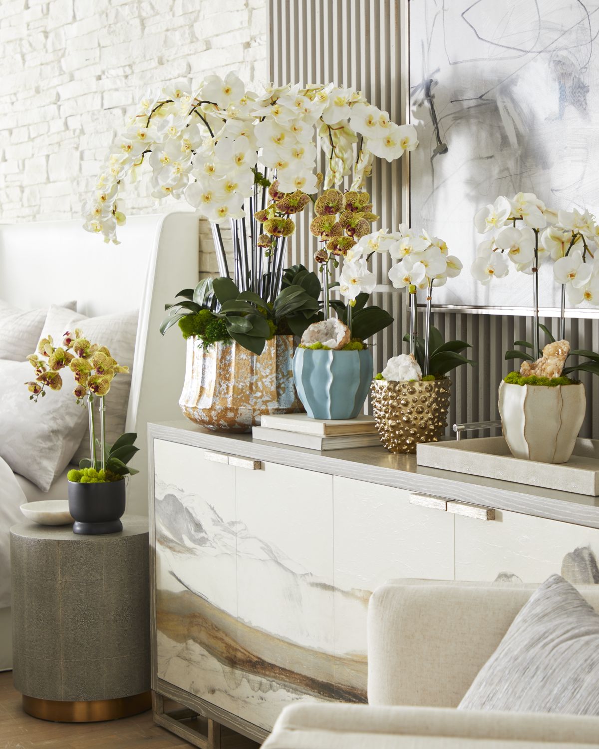 T & C Floral Company Double Orchids 24" Faux Floral Arrangement in Matte Pot | Thumbnail 2 T & C Floral Company Double Orchids 24" Faux Floral Arrangement in Matte Pot | Thumbnail 2