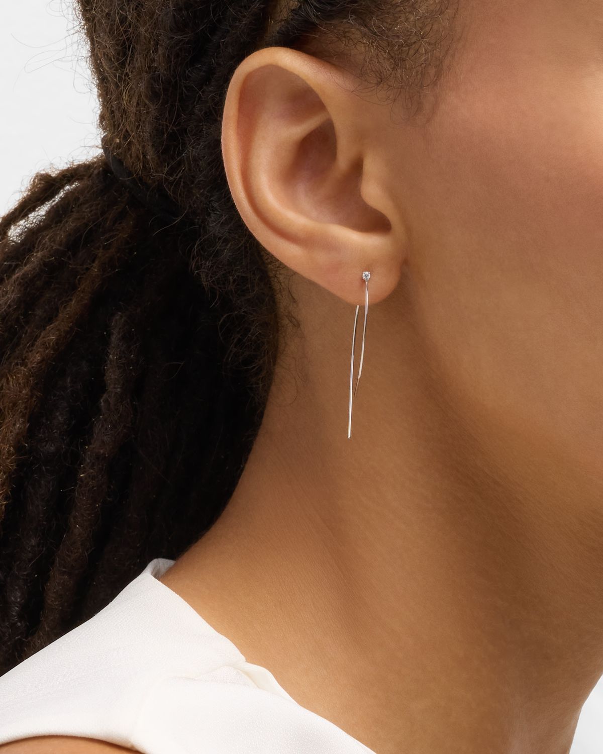 LANA 14K Gold Mini Wire Hooked On Hoop Earrings with Diamonds, 38mm