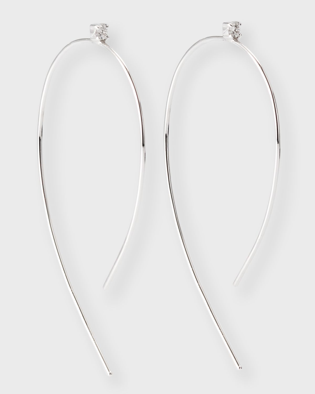 LANA 14K Gold Mini Wire Hooked On Hoop Earrings with Diamonds, 38mm
