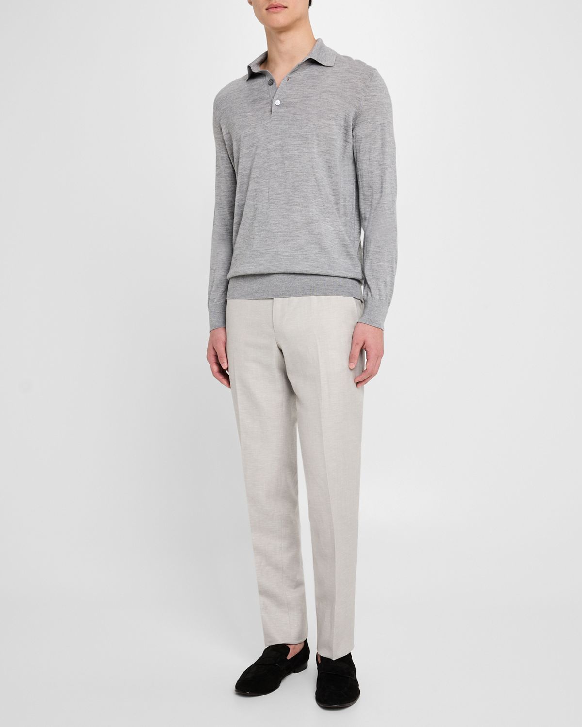 ZEGNA Men 's Cashmere-Silk Polo Shirt