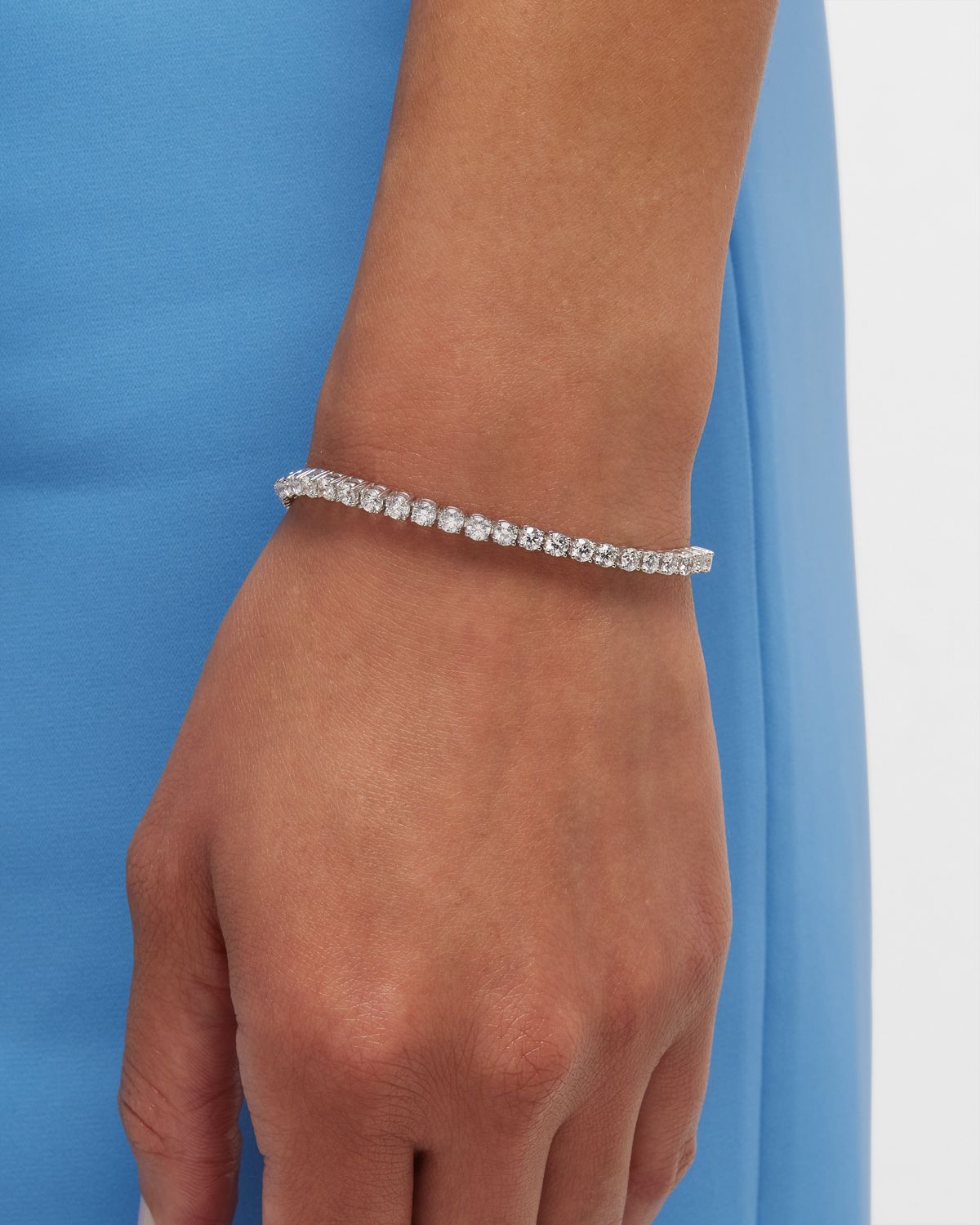 Neiman Marcus Diamonds 18K White Gold Diamond Tennis Bracelet, 7"L, 6.48tcw