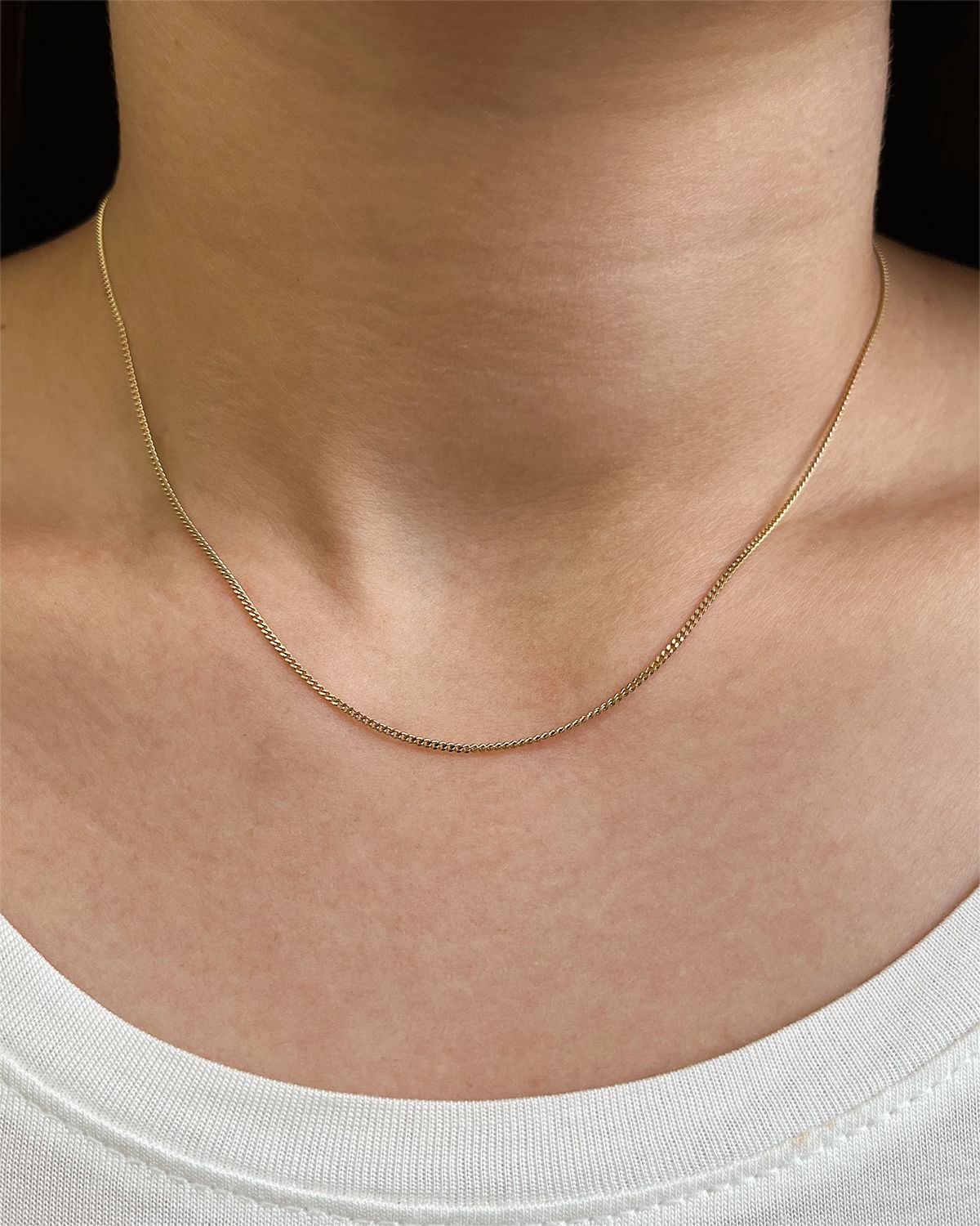 Zoe Lev Jewelry 14K Gold Baby Flat Curb Chain Necklace