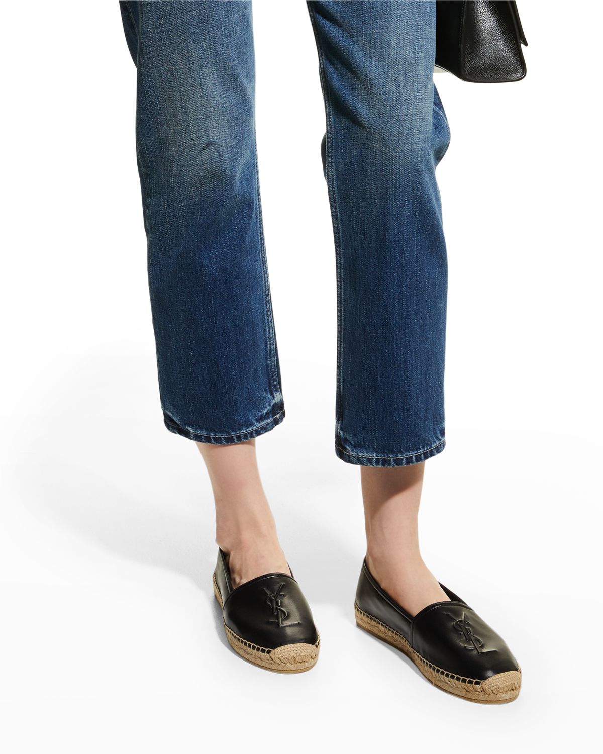 Saint Laurent YSL Leather Espadrille Flats
