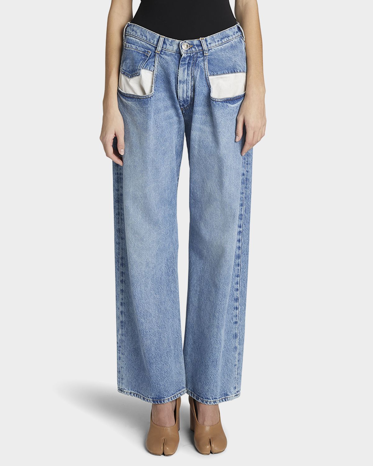 Maison Margiela 5-Pocket Wide-Leg Denim Pants