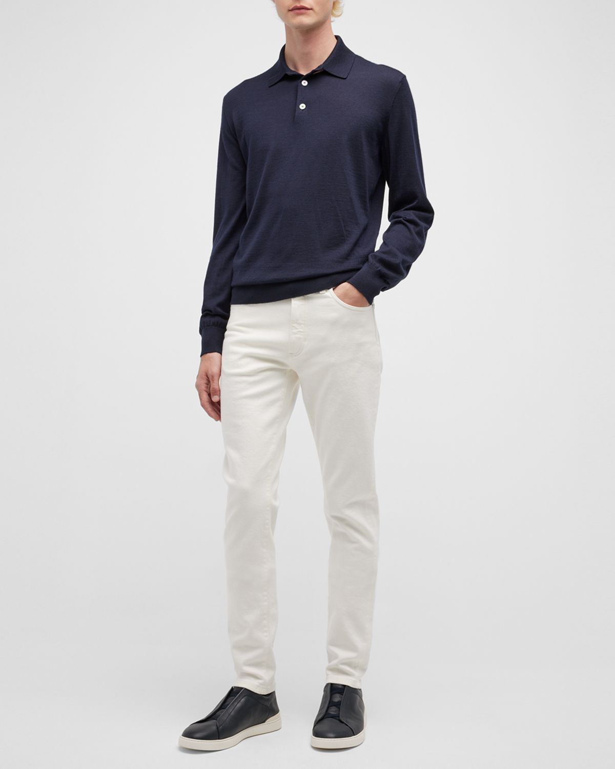 ZEGNA Men 's Cashmere-Silk Polo Sweater