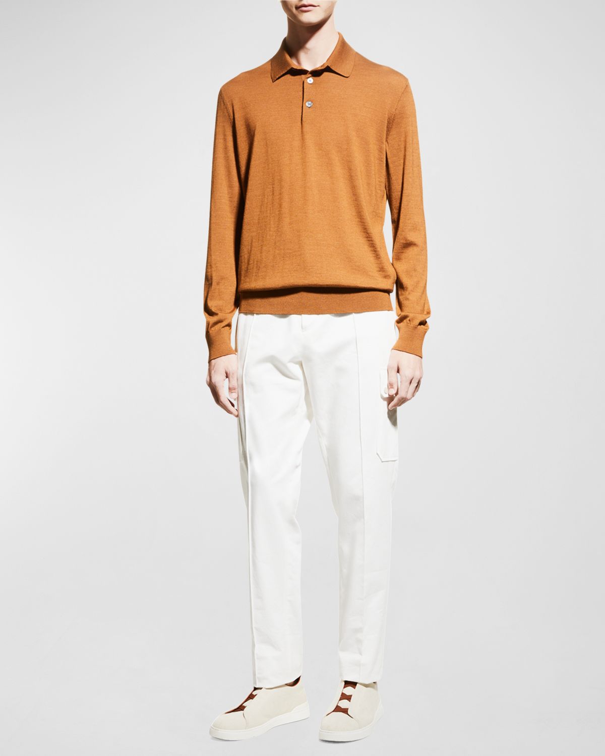 ZEGNA Men 's Cashmere-Silk Polo Sweater
