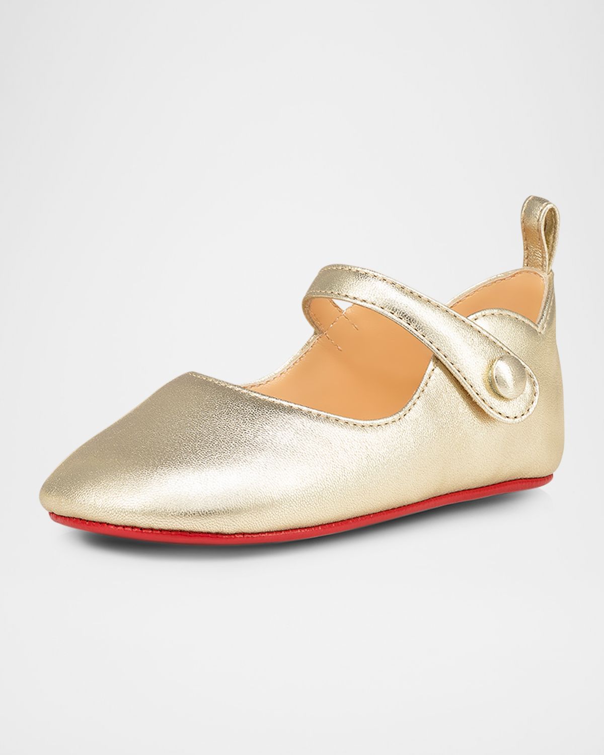 Christian Louboutin Girl 's Love Chick Metallic Leather Ballerina Shoes, Baby