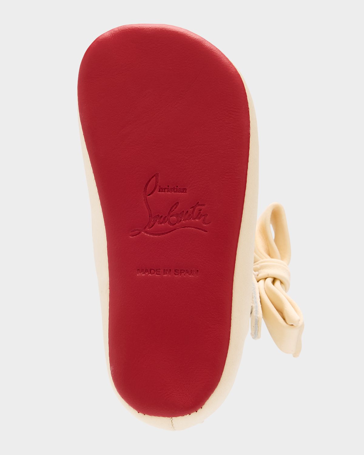 Christian Louboutin Girl 's Lou Babe Satin Bow Ballet Flats, Baby