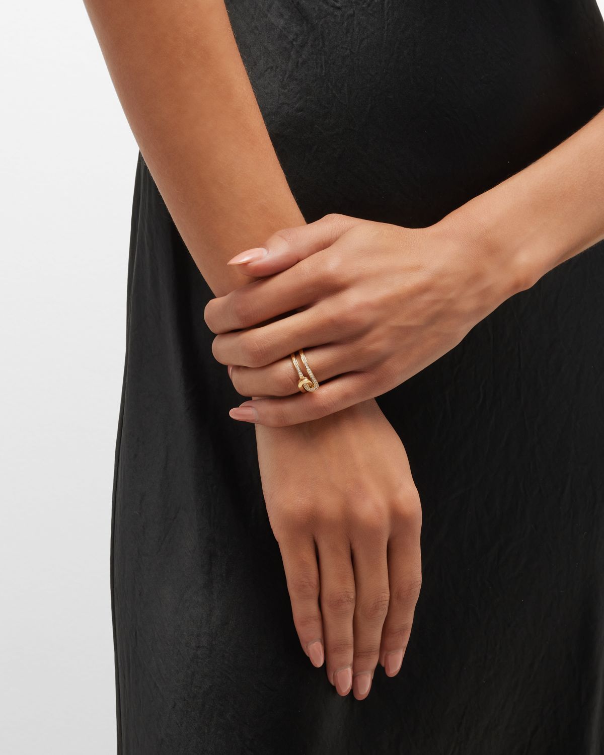DINH VAN Yellow Gold Mail Diamond Ring, Size 54