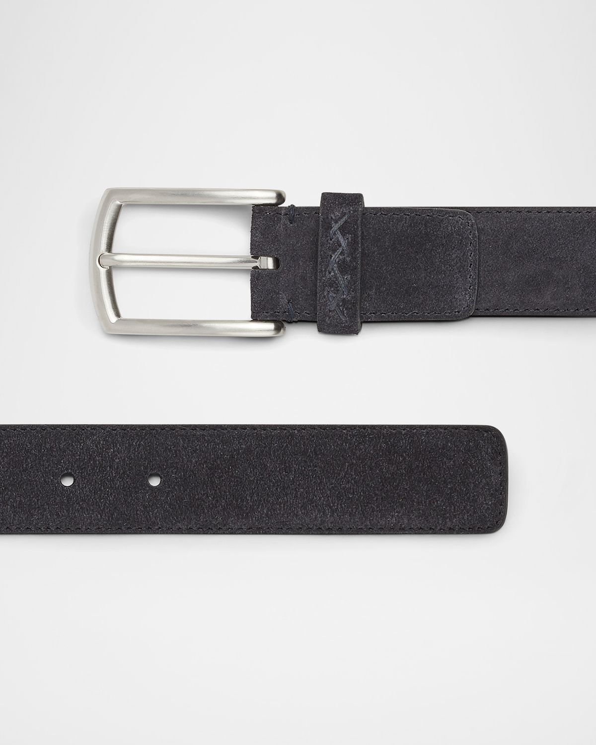 ZEGNA Men 's Triple Stitch Leather Belt