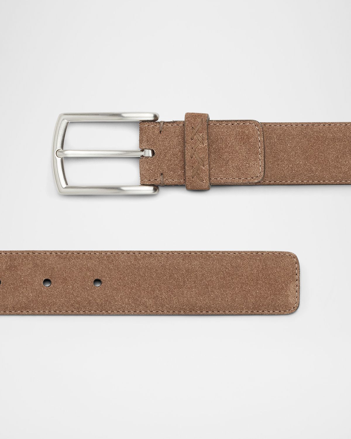 ZEGNA Men 's Triple Stitch Leather Belt