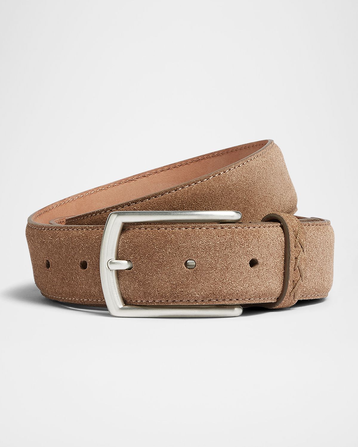 ZEGNA Men 's Triple Stitch Leather Belt