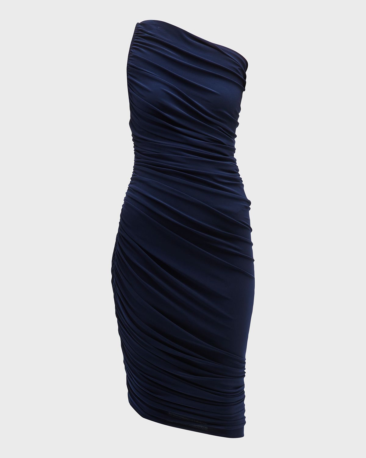 Norma Kamali Diana Shirred One-Shoulder Asymmetric Dress