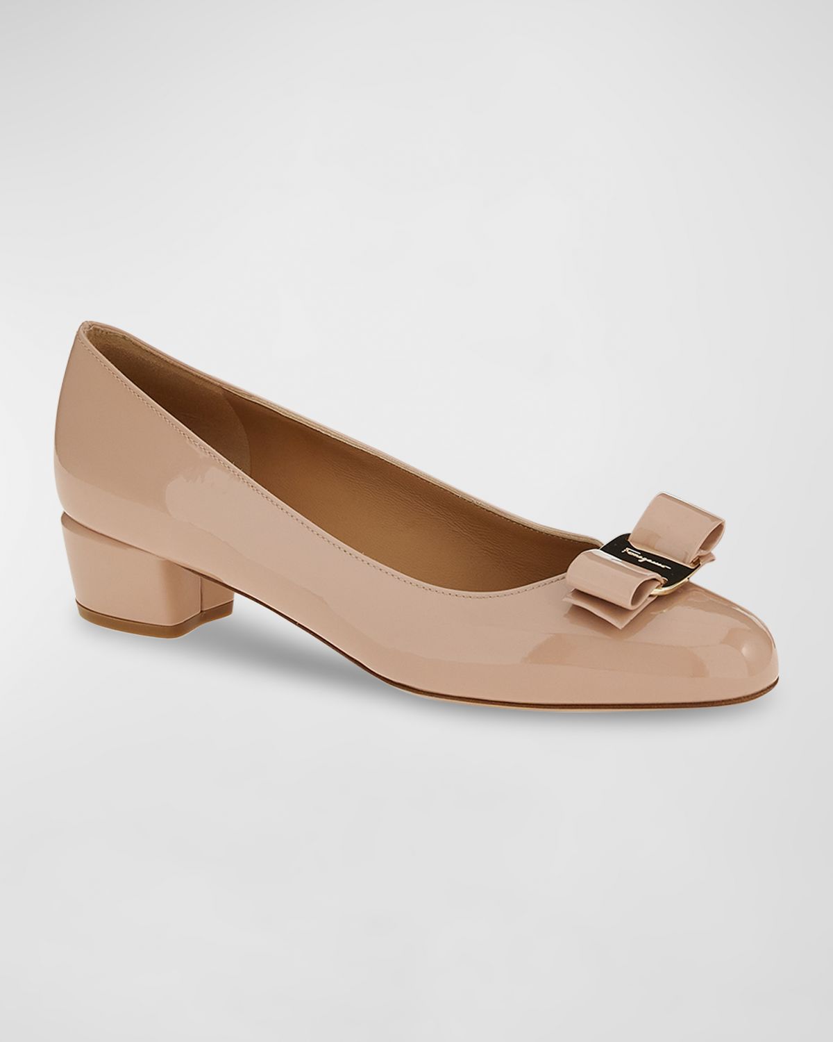 Ferragamo Vara Bow Leather Low Pumps