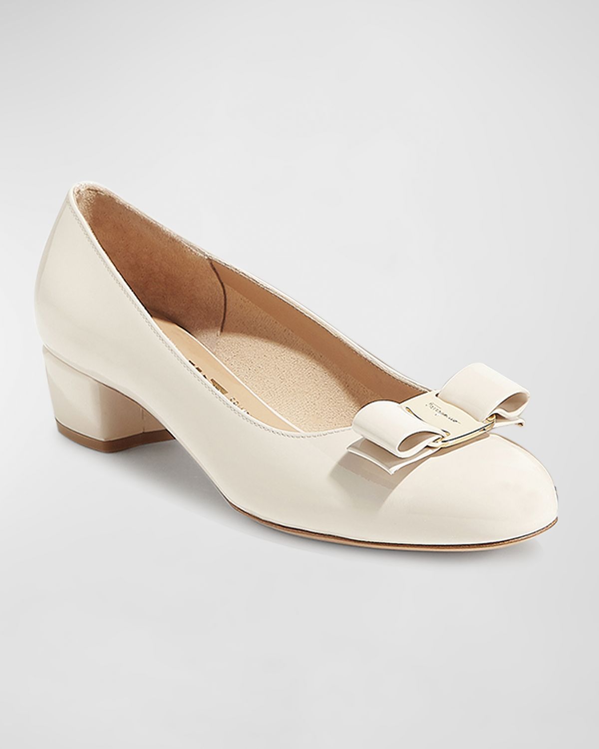 Ferragamo Vara Bow Leather Low Pumps