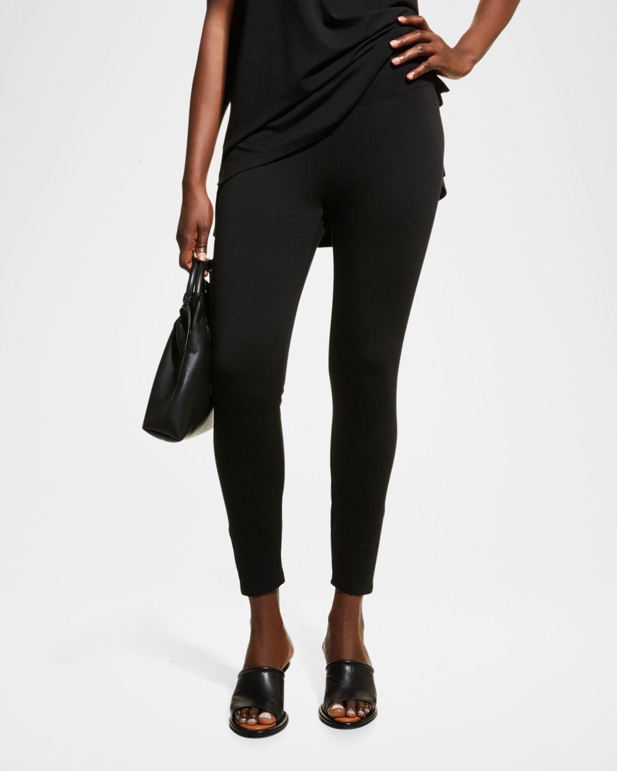Eileen Fisher High-Rise Cropped Terry Leggings