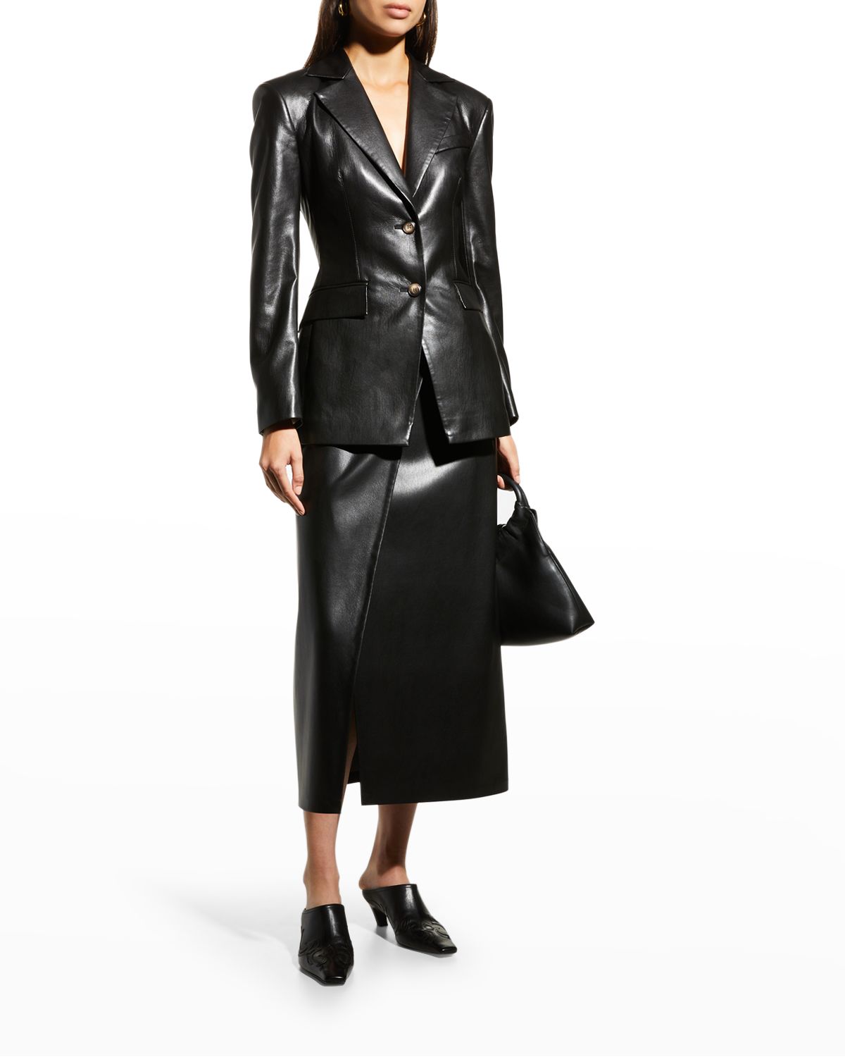 Nanushka Hathi Single-Breasted Faux Leather Blazer