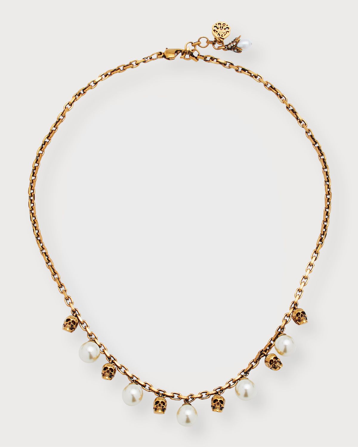 McQueen Short Skull and Pearly Charm Necklace