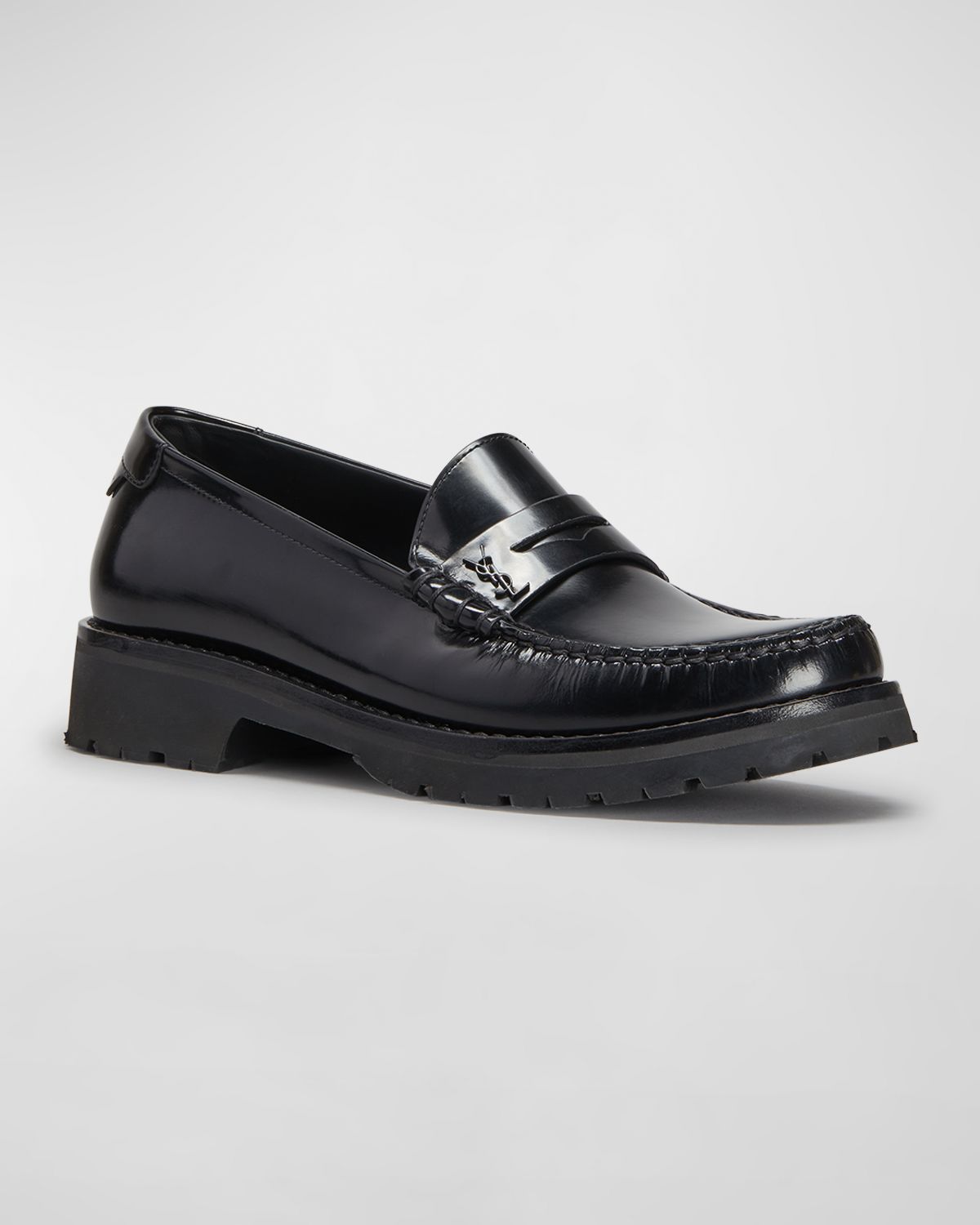 Saint Laurent Le Loafer Monogram Leather Penny Slippers