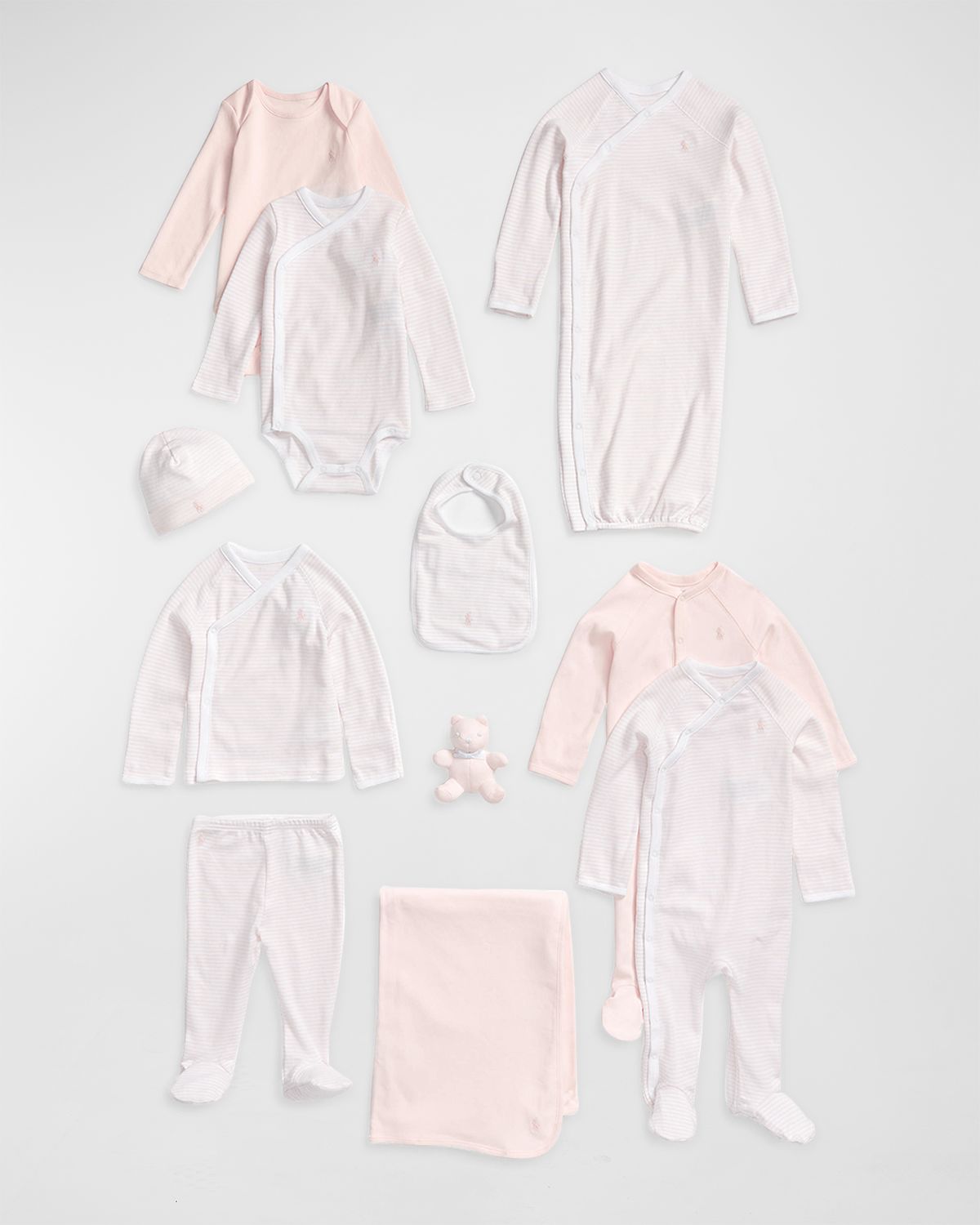 Polo Ralph Lauren Girl 's 11-Piece Organic Cotton Essential Gift Box Set, Size Newborn-9M