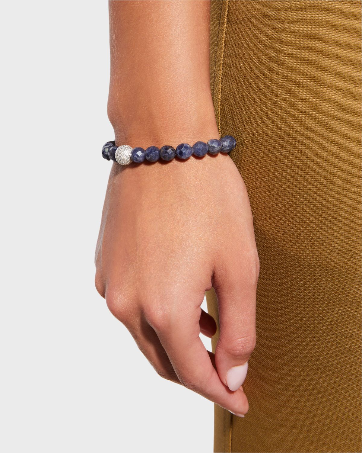 Sydney Evan 10mm Pave Ball on Iolite Faceted Rondelle Bracelet